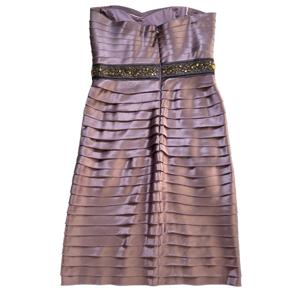 BCBGMaxAzria Strapless MauvePurple Satin Dress with Beaded Waist - Picture 7 of 7